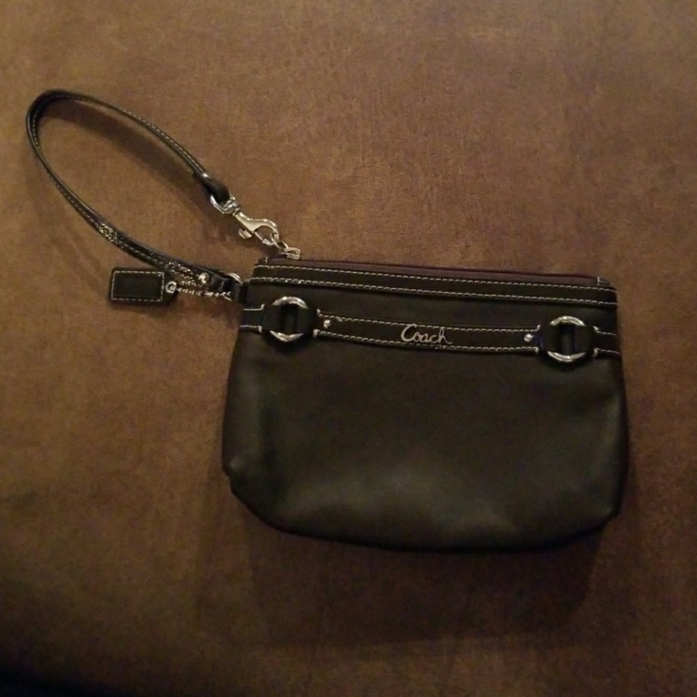 New Coach Leather Wristlet